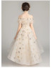 Cold Shoulder Star Tulle High Low Flower Girl Dress